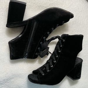 JustFab suede  open booties